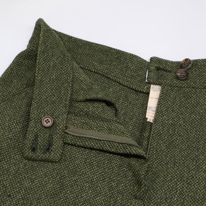VALENTINO Green Wool Herringbone Wide Trousers Bottoms 44 Men's