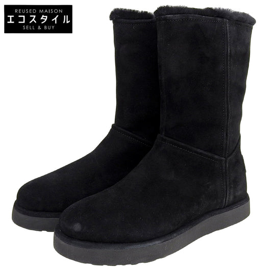 UGG アグ 美品 クラシックショートBLVD スエード ムートンブーツ レディース ブラック 22cm 1108146 シューズ 5(US)