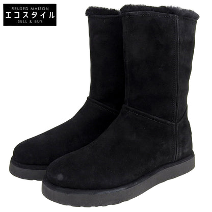 UGG アグ 美品 クラシックショートBLVD スエード ムートンブーツ レディース ブラック 22cm 1108146 シューズ