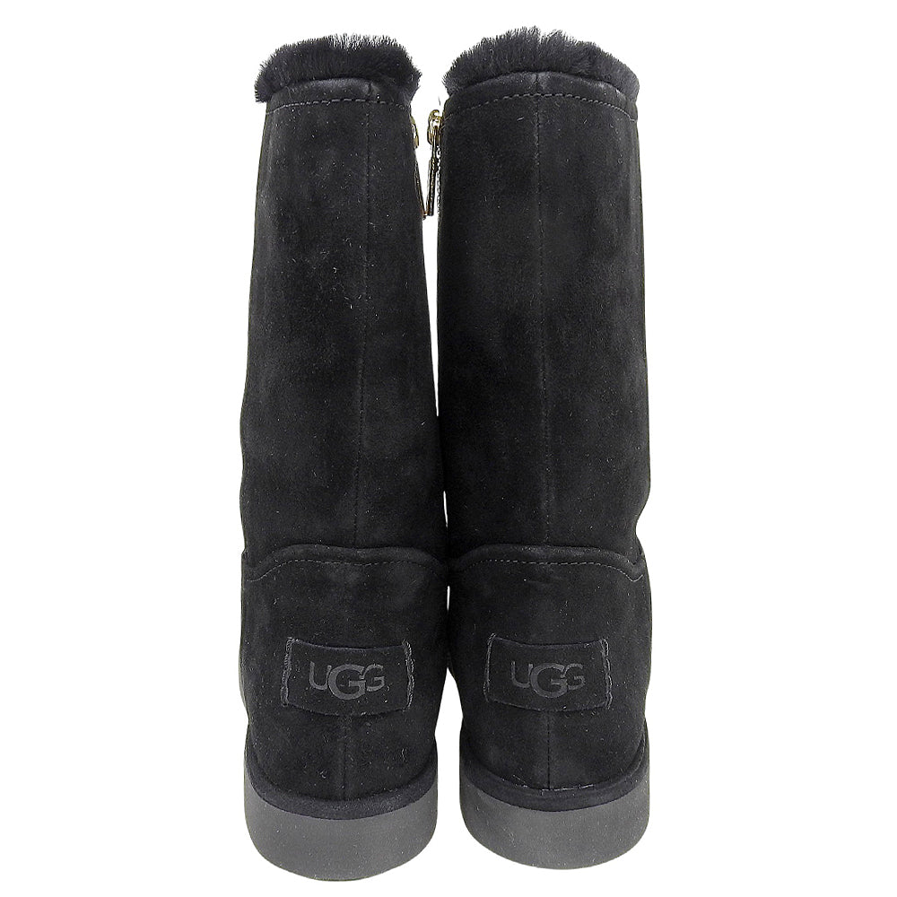 UGG アグ 美品 クラシックショートBLVD スエード ムートンブーツ レディース ブラック 22cm 1108146 シューズ 5(US)