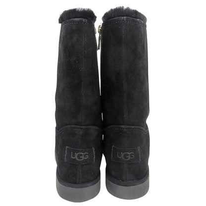 UGG アグ 美品 クラシックショートBLVD スエード ムートンブーツ レディース ブラック 22cm 1108146 シューズ 5(US)