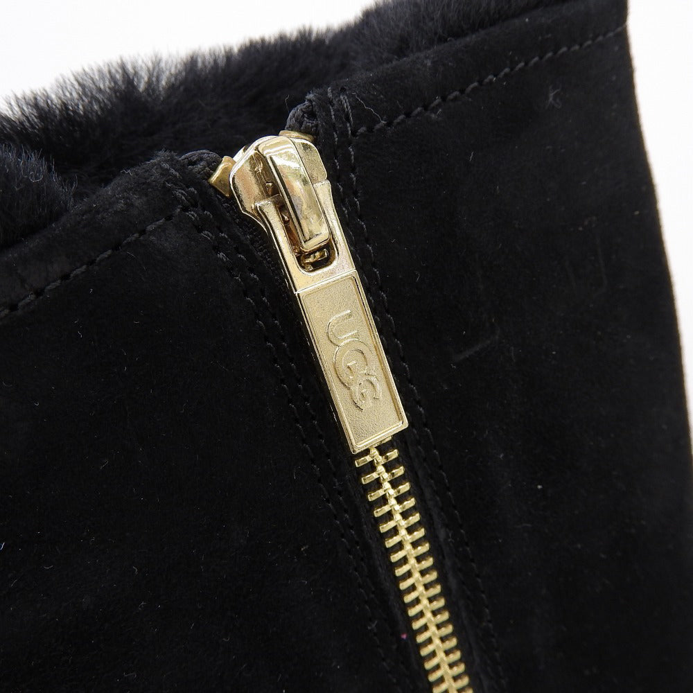 UGG アグ 美品 クラシックショートBLVD スエード ムートンブーツ レディース ブラック 22cm 1108146 シューズ