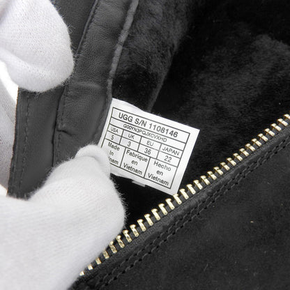 UGG アグ 美品 クラシックショートBLVD スエード ムートンブーツ レディース ブラック 22cm 1108146 シューズ