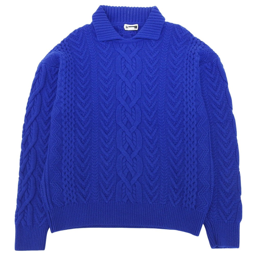 H BEAUTY＆YOUTH エイチビューティー＆ユース カシミヤ混 フィッシャーマンニット トップス メンズ ブルー S トップス