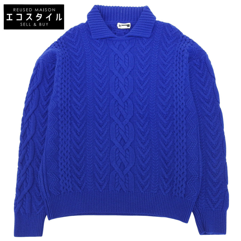 H BEAUTY＆YOUTH エイチビューティー＆ユース カシミヤ混 フィッシャーマンニット トップス メンズ ブルー S トップス