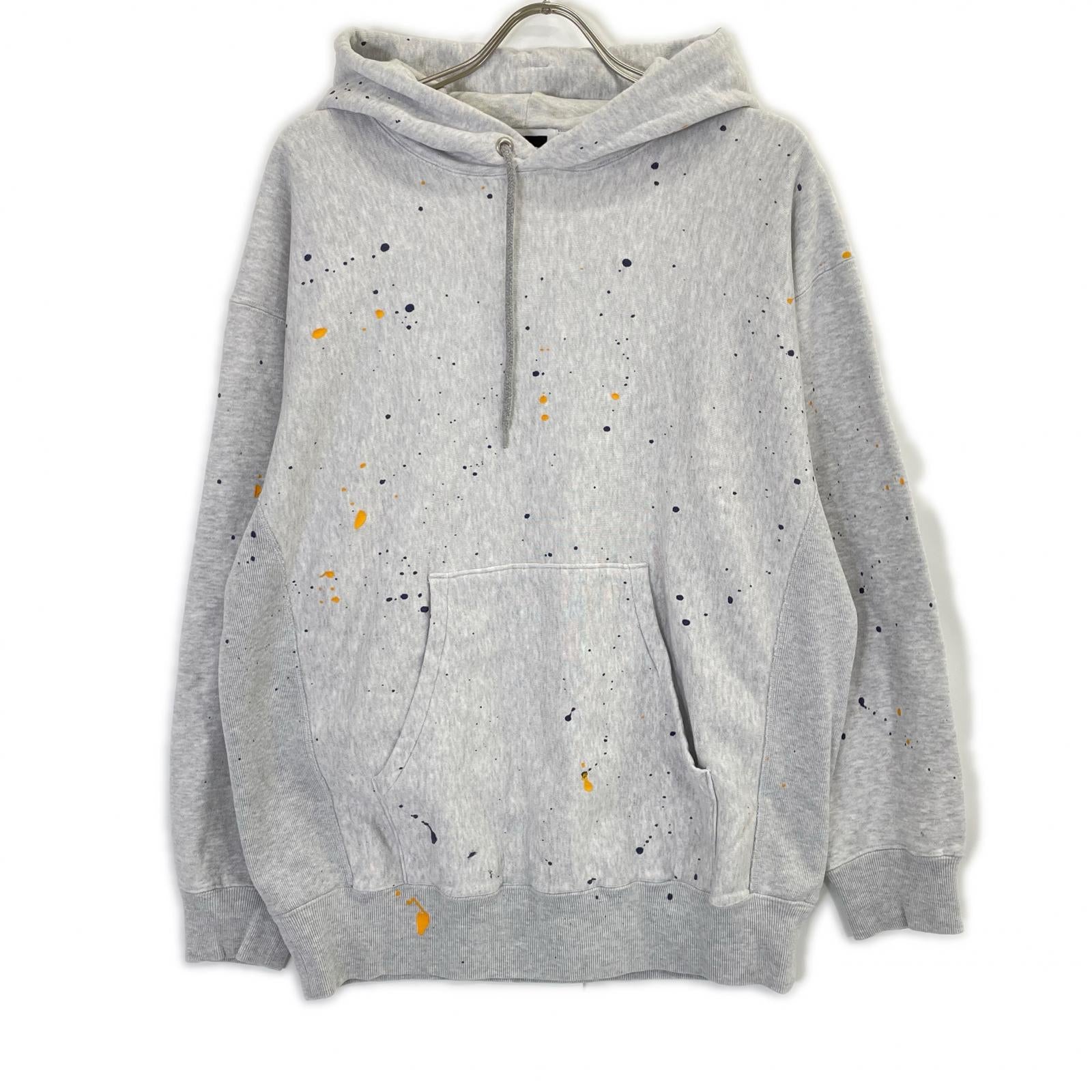 H BEAUTY＆YOUTH エイチビューティー＆ユース グレー ペイントライクフーディ トップス