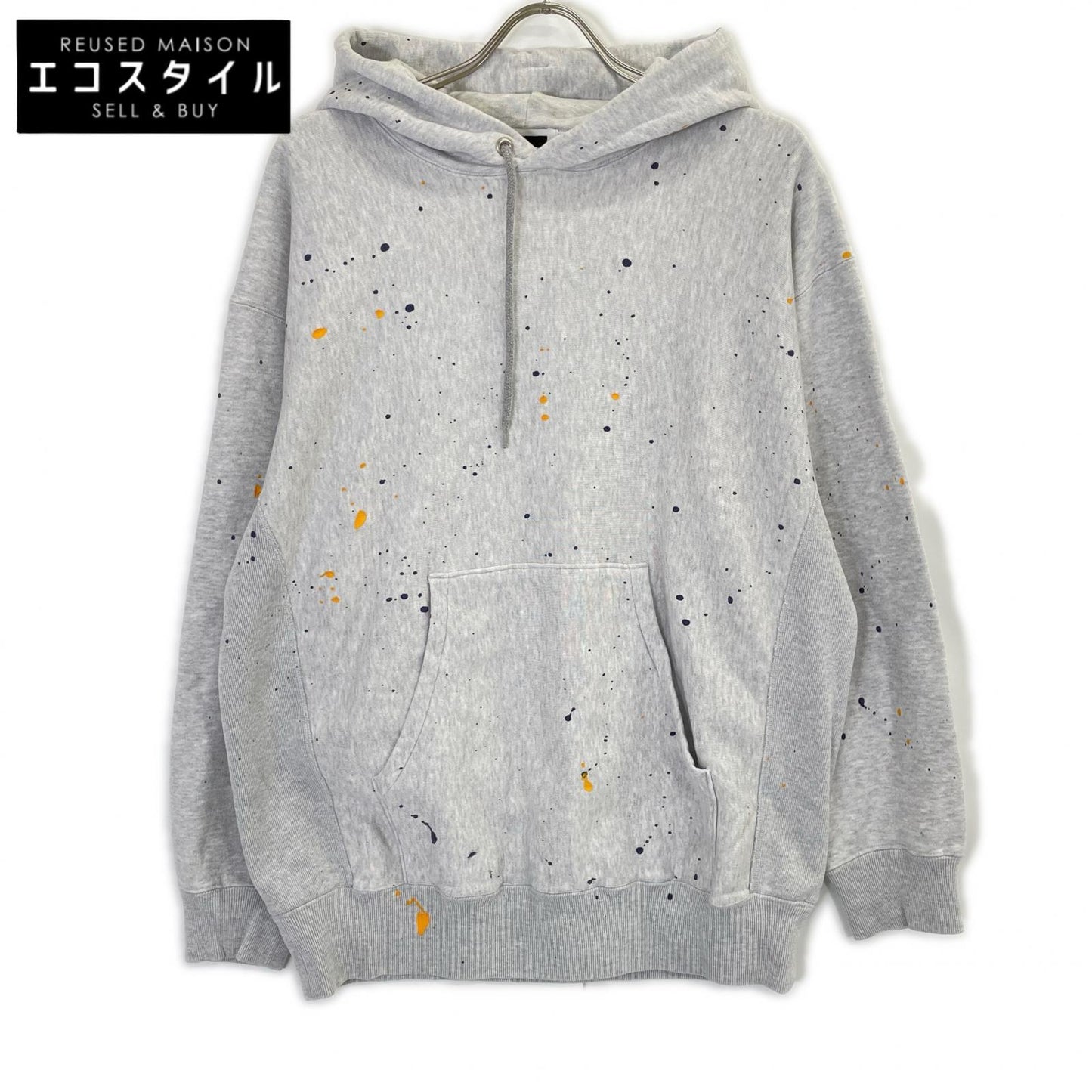 H BEAUTY＆YOUTH エイチビューティー＆ユース ｸﾞﾚｰ ﾍﾟｲﾝﾄﾗｲｸﾌｰﾃﾞｨ トップス S