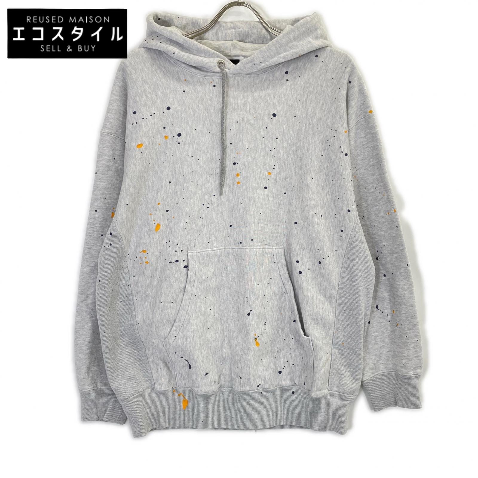 H BEAUTY＆YOUTH エイチビューティー＆ユース ｸﾞﾚｰ ﾍﾟｲﾝﾄﾗｲｸﾌｰﾃﾞｨ トップス S