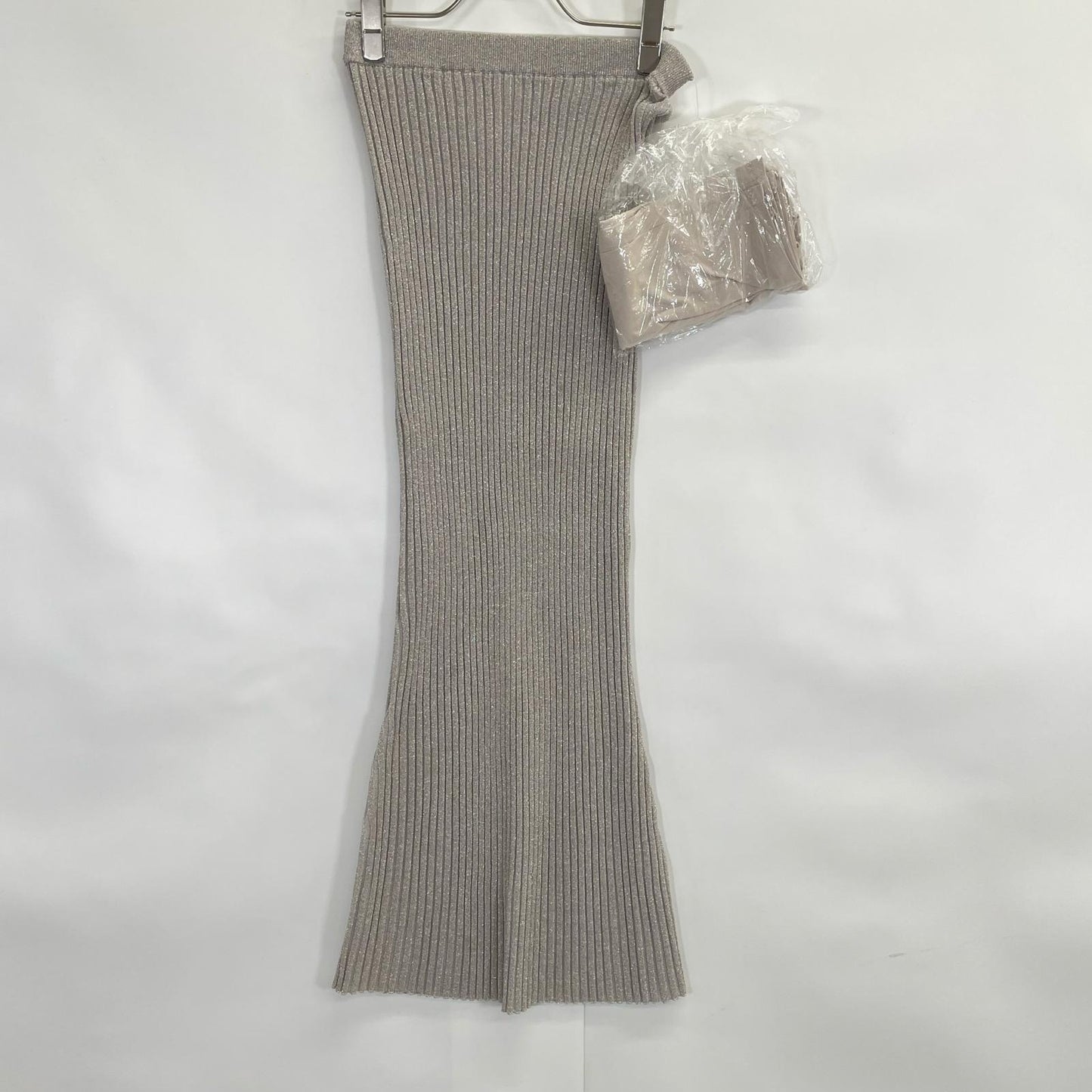 Whim Gazette ウィムガゼット 24SS シルバー ラメニット フィットスカート スカート