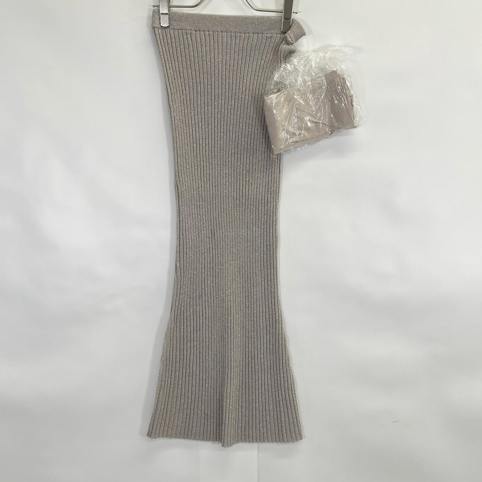Whim Gazette ウィムガゼット 24SS シルバー ラメニット フィットスカート スカート