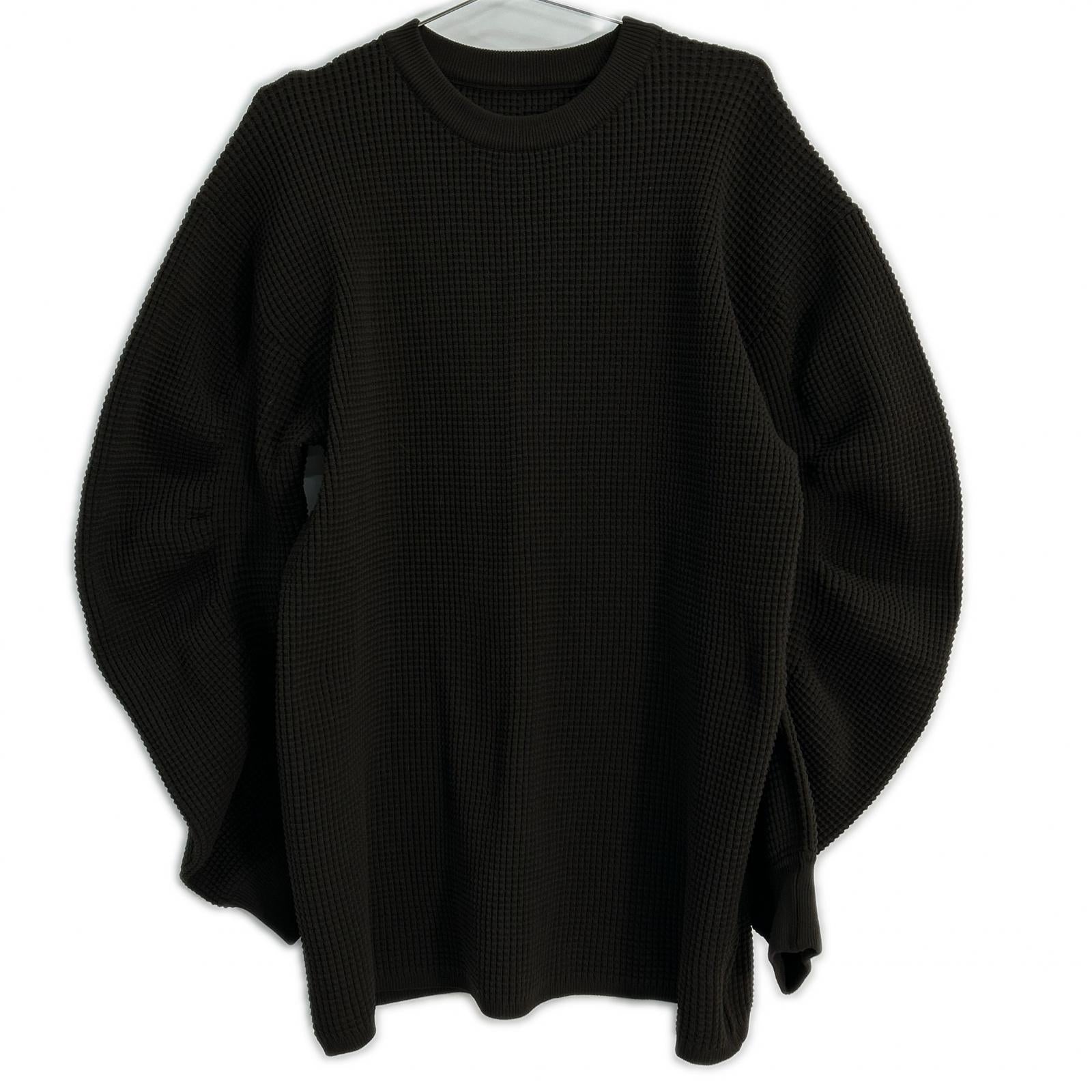 AMERI 01320190500 BROWN CIRCLE SILHOUETTE KNIT TOP/WAFFLE SWEAT Top F