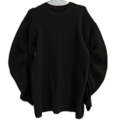 AMERI 01320190500 BROWN CIRCLE SILHOUETTE KNIT TOP/WAFFLE SWEAT Top F