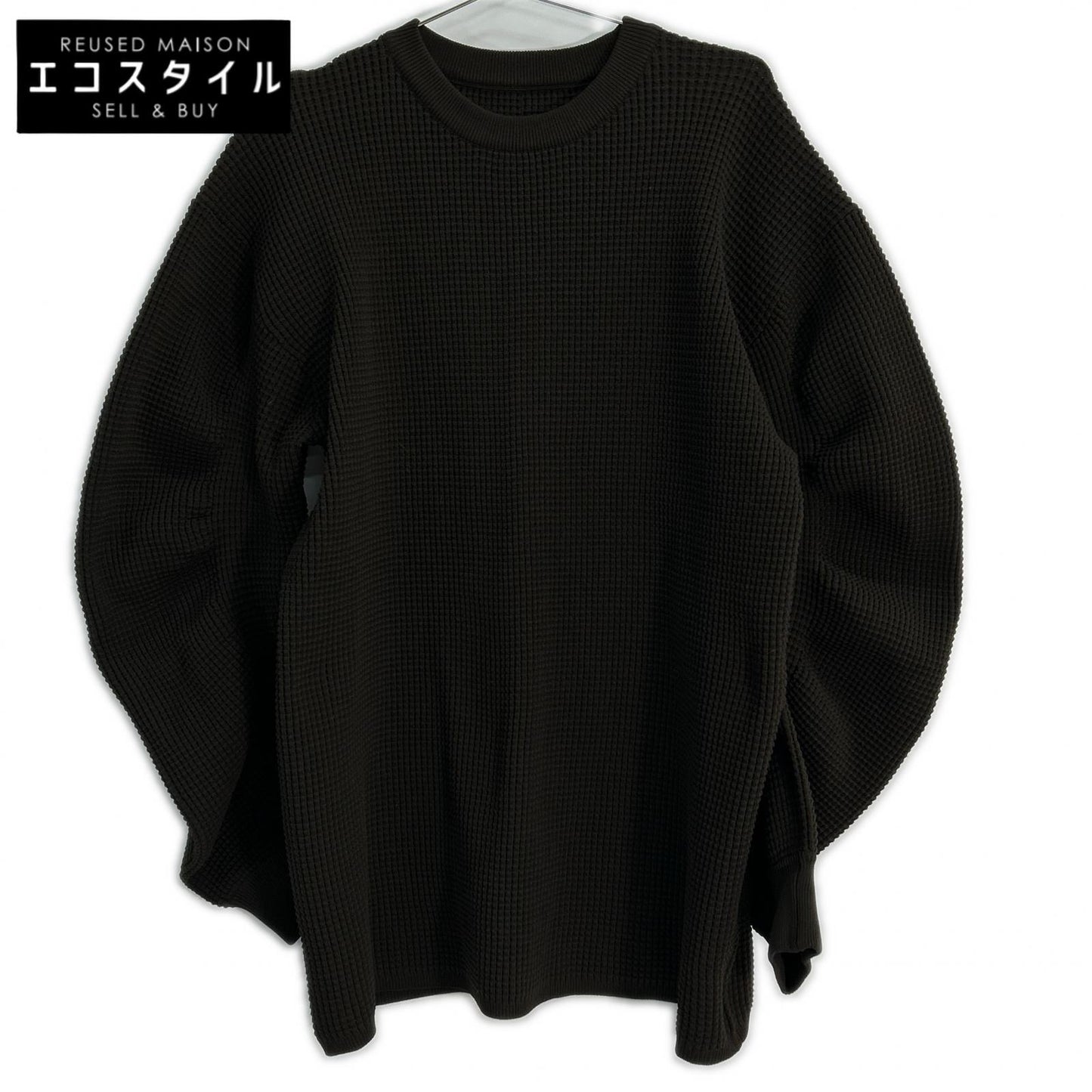 AMERI 01320190500 BROWN CIRCLE SILHOUETTE KNIT TOP/WAFFLE SWEAT Top F