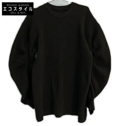 AMERI 01320190500 BROWN CIRCLE SILHOUETTE KNIT TOP/WAFFLE SWEAT Top F
