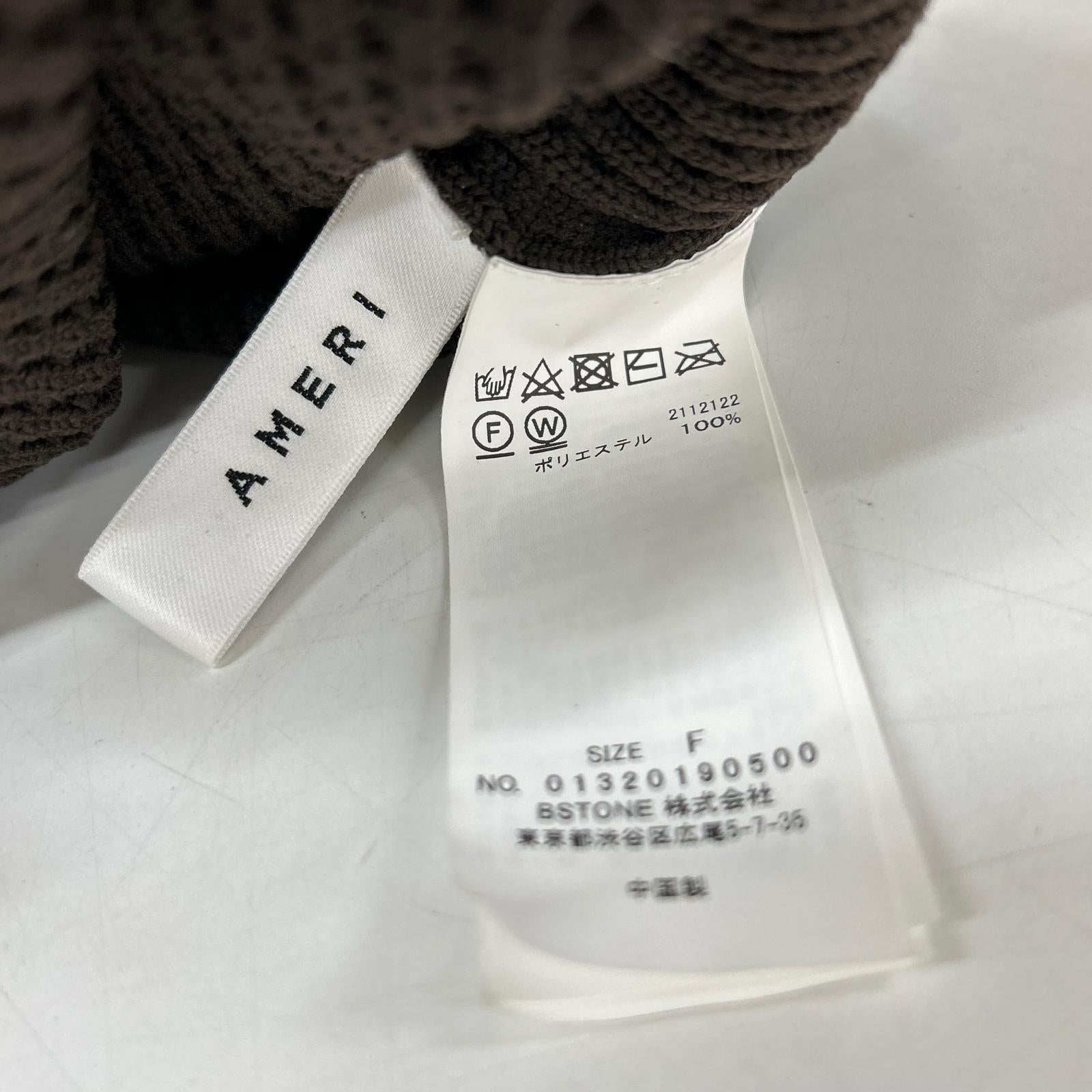 AMERI 01320190500 BROWN CIRCLE SILHOUETTE KNIT TOP/WAFFLE SWEAT Top F