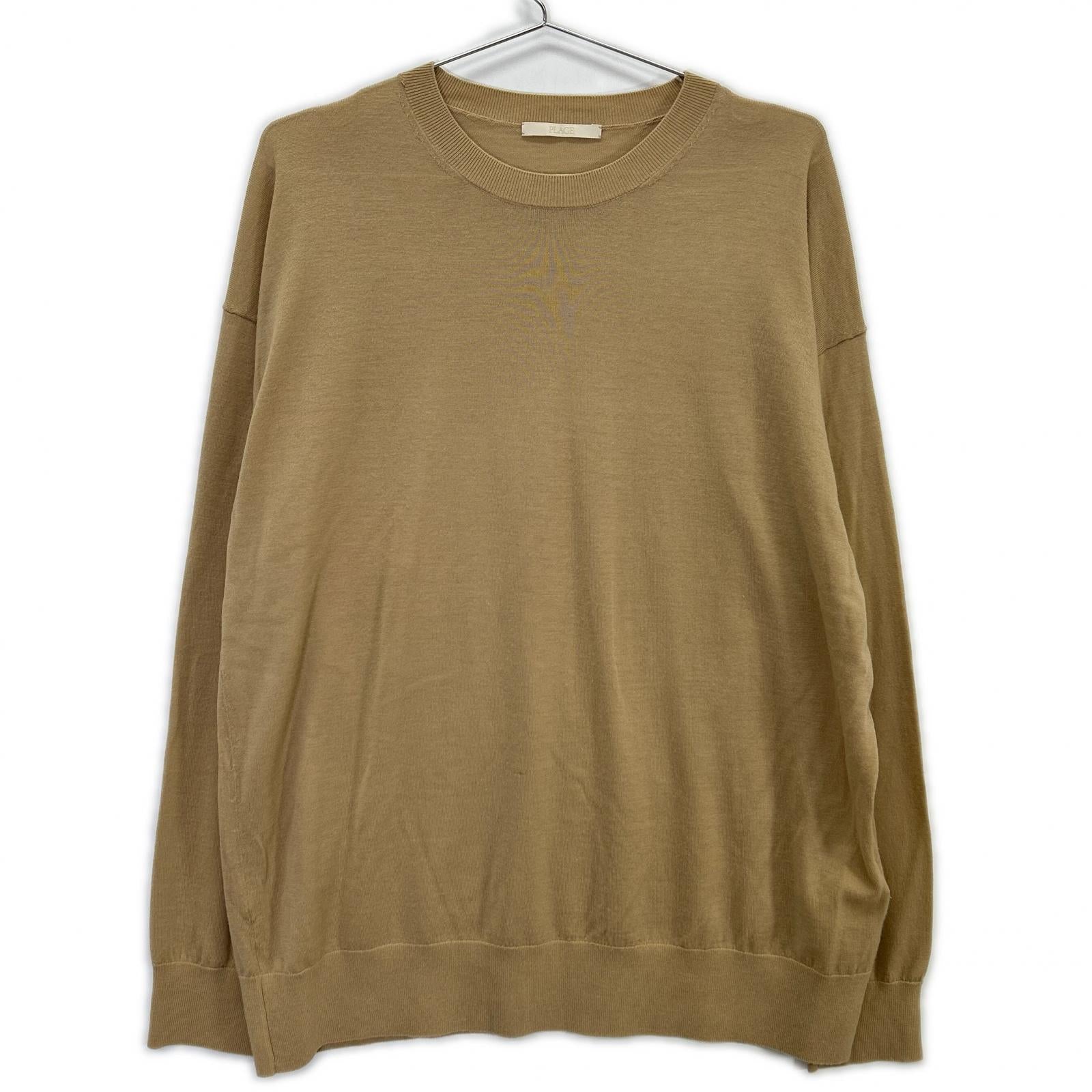 Plage 2024 Beige Wool Crew Neck Long Sleeve Knitted Top