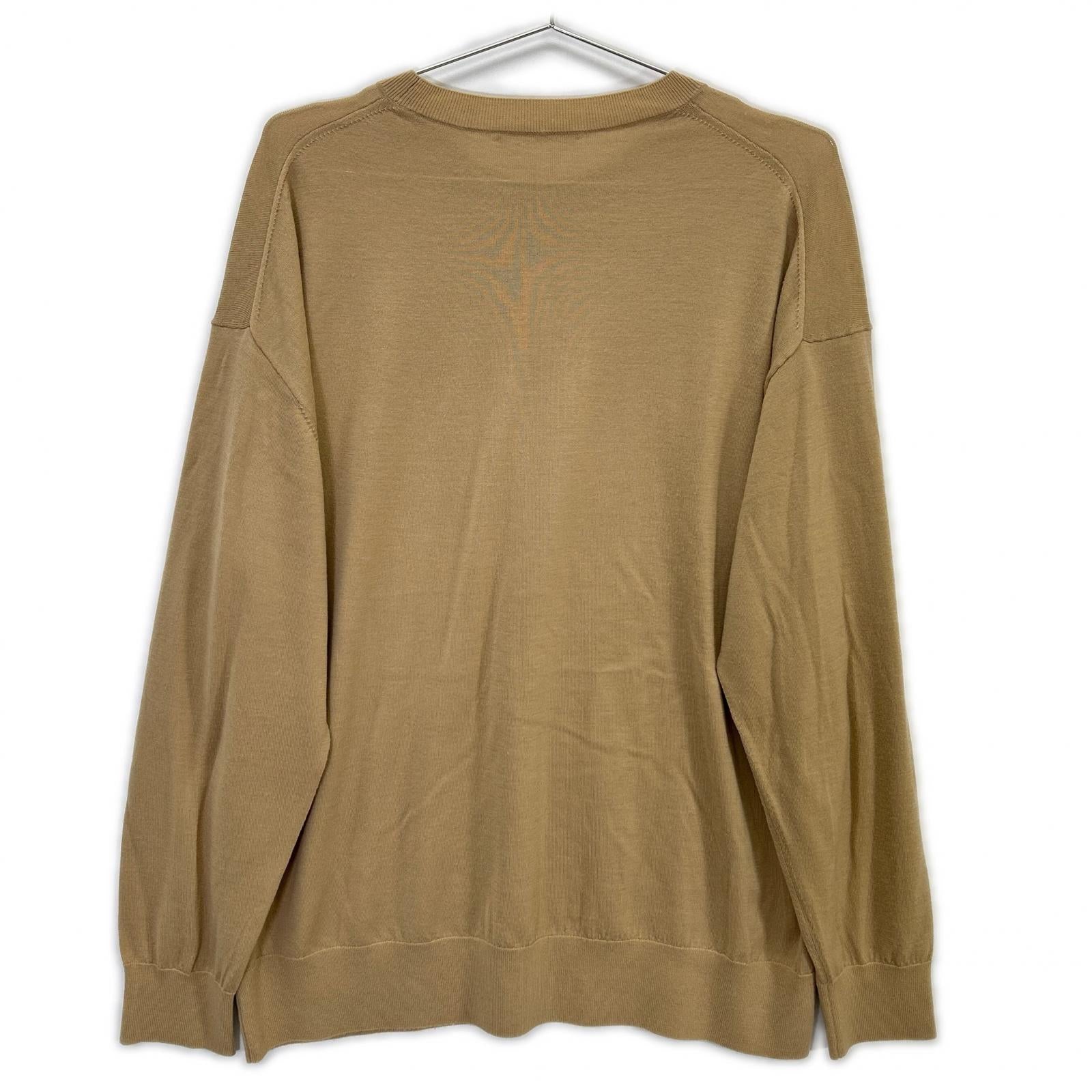 Plage 2024 Beige Wool Crew Neck Long Sleeve Knitted Top