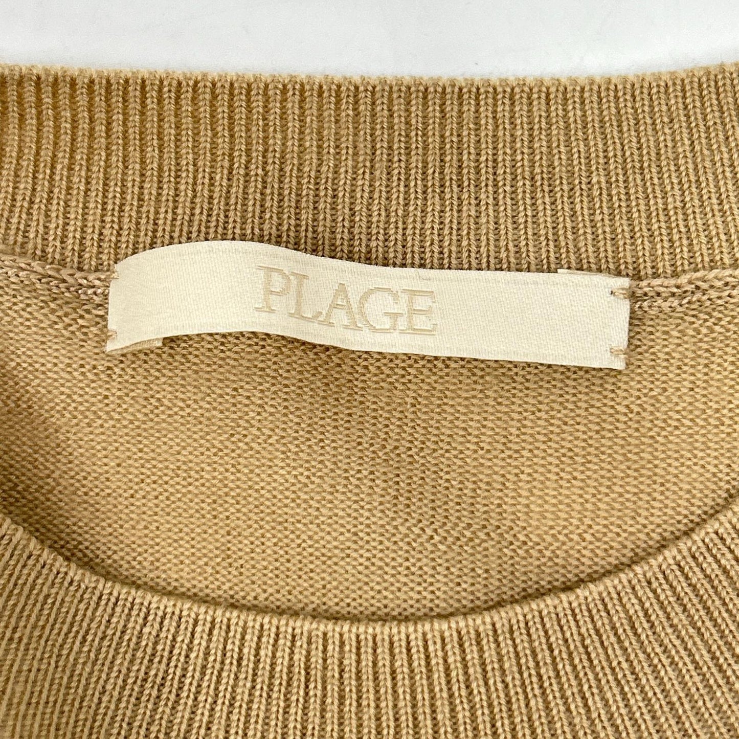 Plage 2024 Beige Wool Crew Neck Long Sleeve Knitted Top