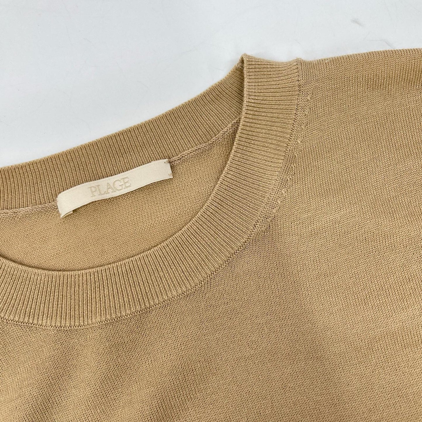 Plage 2024 Beige Wool Crew Neck Long Sleeve Knitted Top