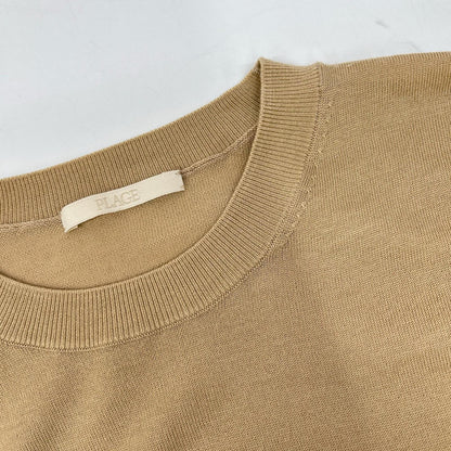 Plage 2024 Beige Wool Crew Neck Long Sleeve Knitted Top