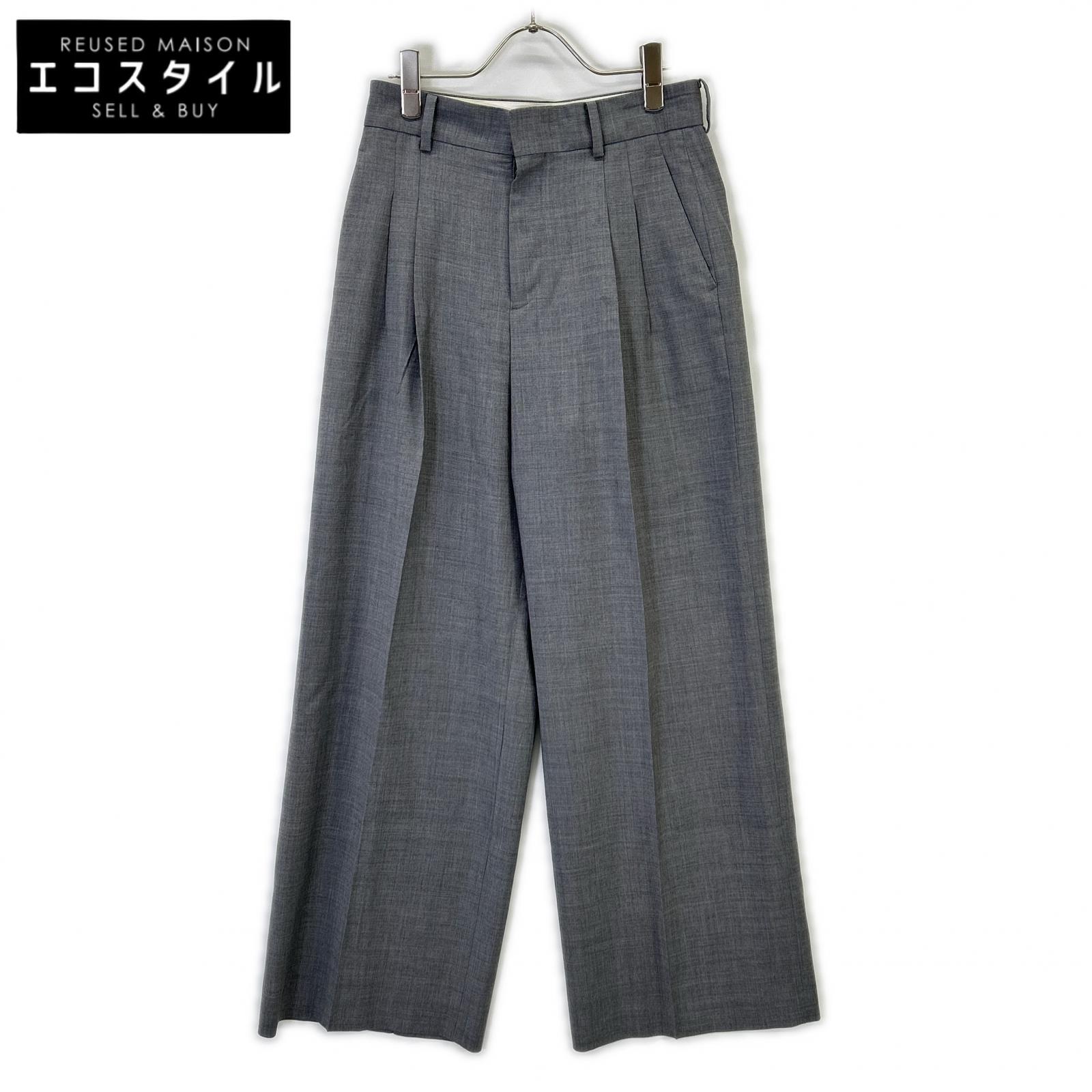 EVERY DAY I LIKE エブリデイアイライク 23SS グレー ウール100 タックワイドストレートパンツ/スラックス ボトムス