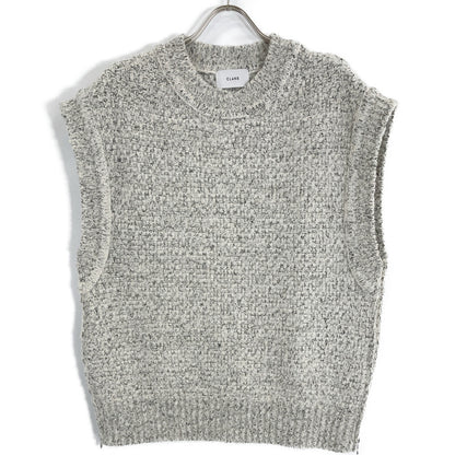 CLANE 15106-2032 23AW Gray Side Zip Tweed Knit Vest Vest 1 Women's
