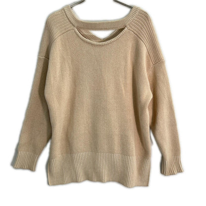 CLANE クラネ 14106-2112 23SS ベージュ ダブルフェイスカットネックワイドニット トップス