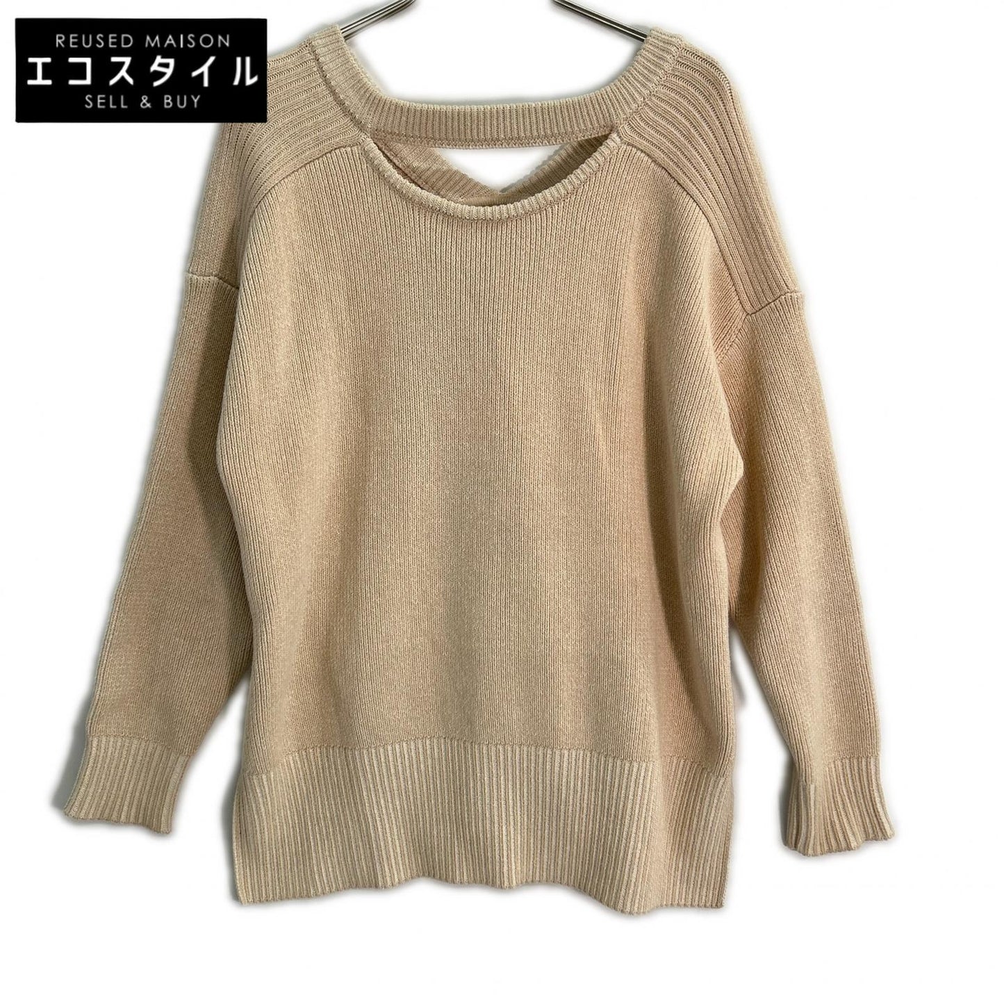 CLANE クラネ 14106-2112 23SS ベージュ ダブルフェイスカットネックワイドニット トップス