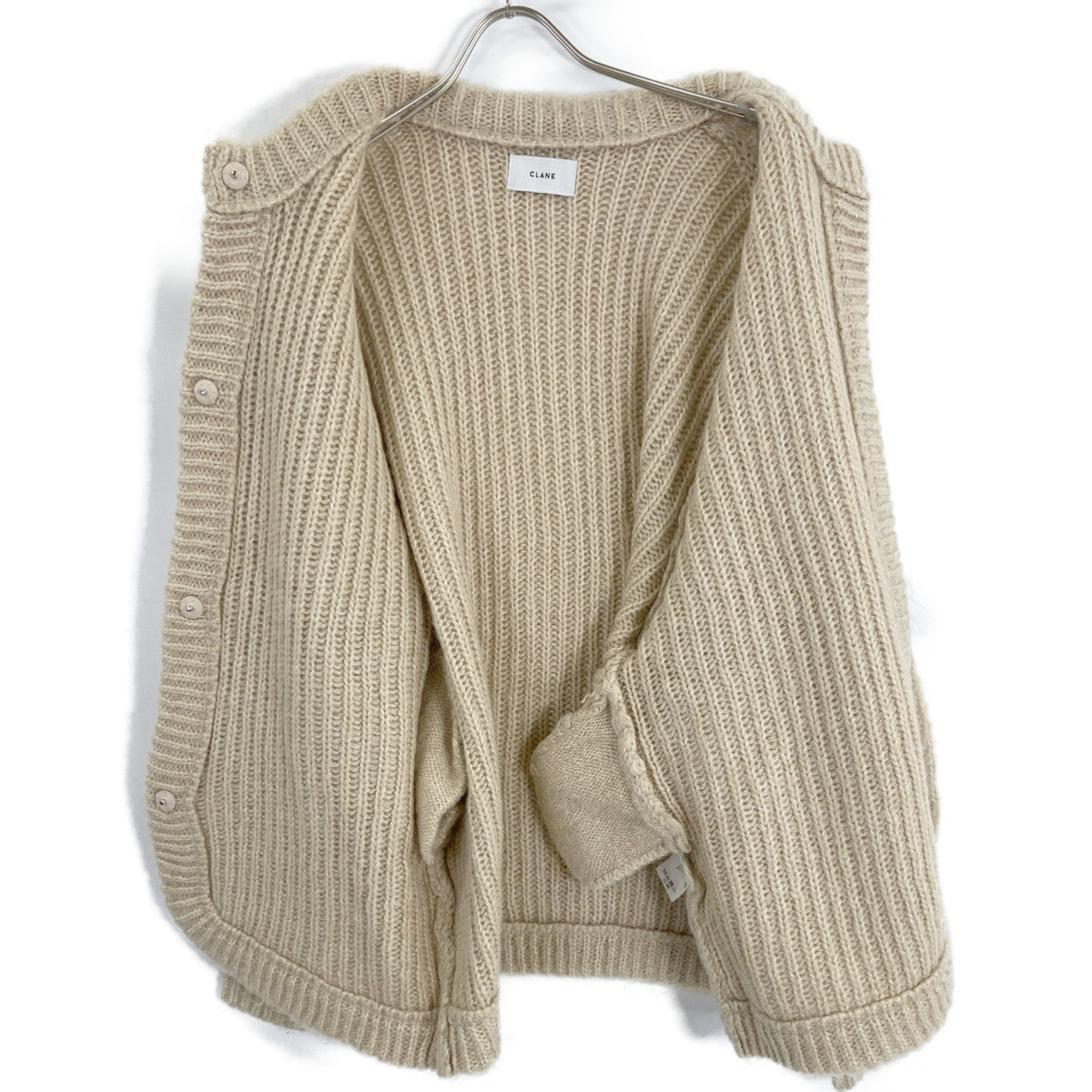 CLANE 13106-2112 Beige Color Mohair Shaggy Cardigan Tops 2 Ladies