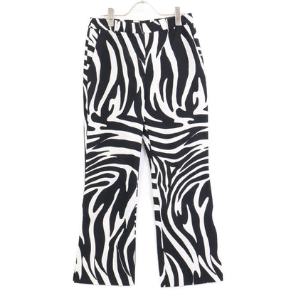 Max Mara WEEKEND Max Mara Weekend 513103856 Black x White Cotton Zebra Print Semi-Flare Pants Bottoms 42 Women's