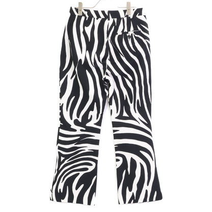 Max Mara WEEKEND Max Mara Weekend 513103856 Black x White Cotton Zebra Print Semi-Flare Pants Bottoms 42 Women's