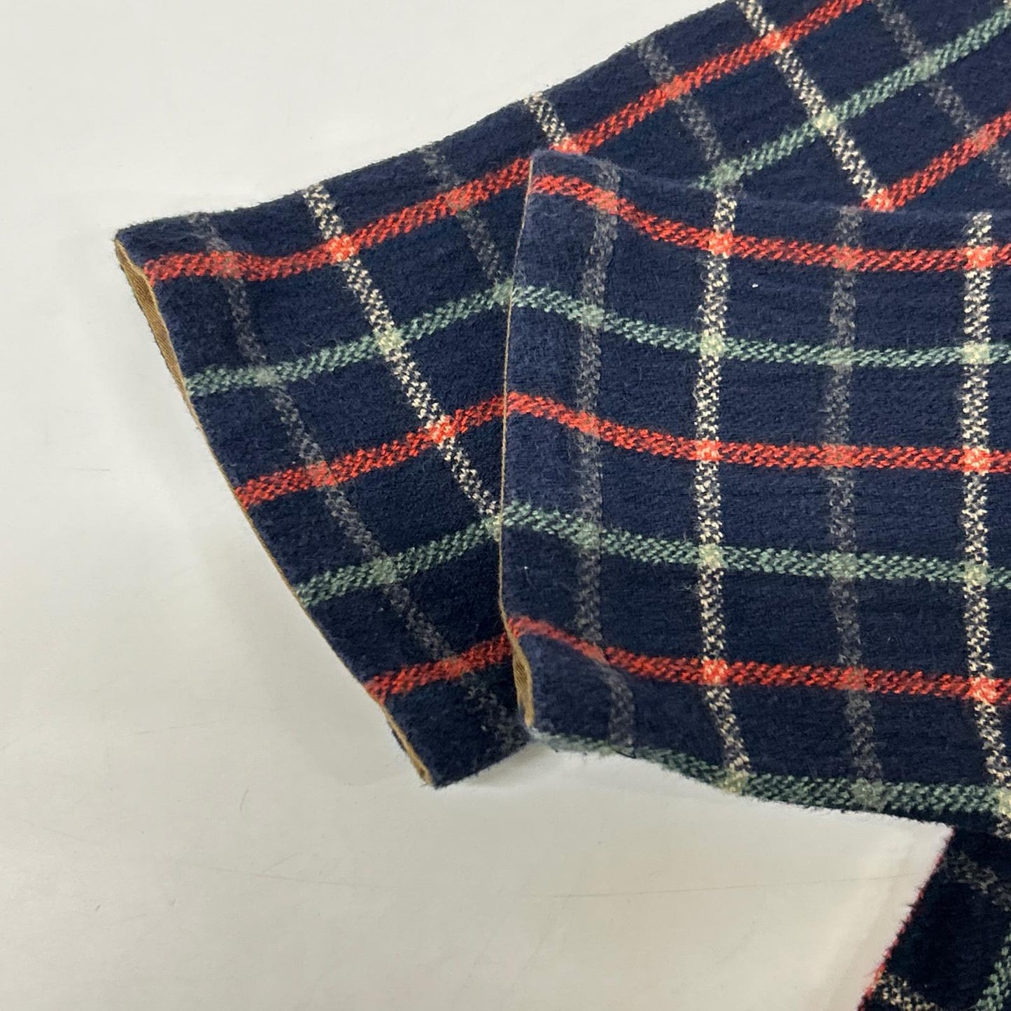 45R 【umii908】Navy Multi-colored Check Boat Neck Cotton Cut-and-Sew Top 0