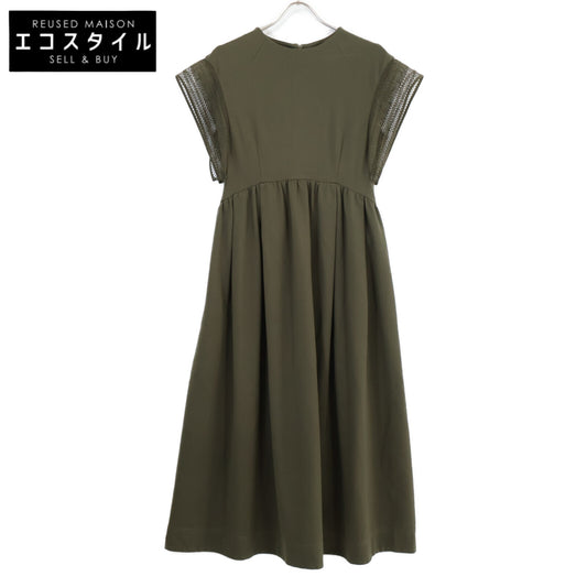 ELENDEEK Elendeek 512330322201-01 Khaki Rayon x Nylon Lace Sleeve Dress Dress 1 Women's