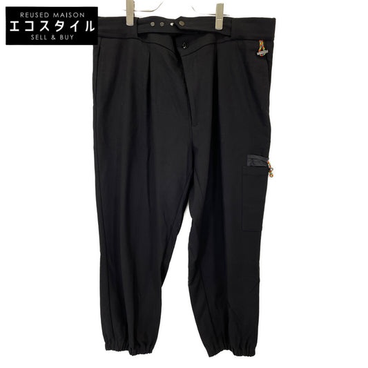 ETRO 1G516 Black Side Pocket Rib Tapered Pants Bottoms 56 Men's
