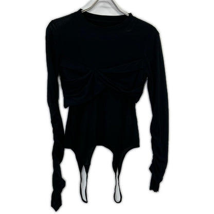 24SS 26S82005 黑色 Sheer Layered 长袖 T 恤 上衣 36 女士