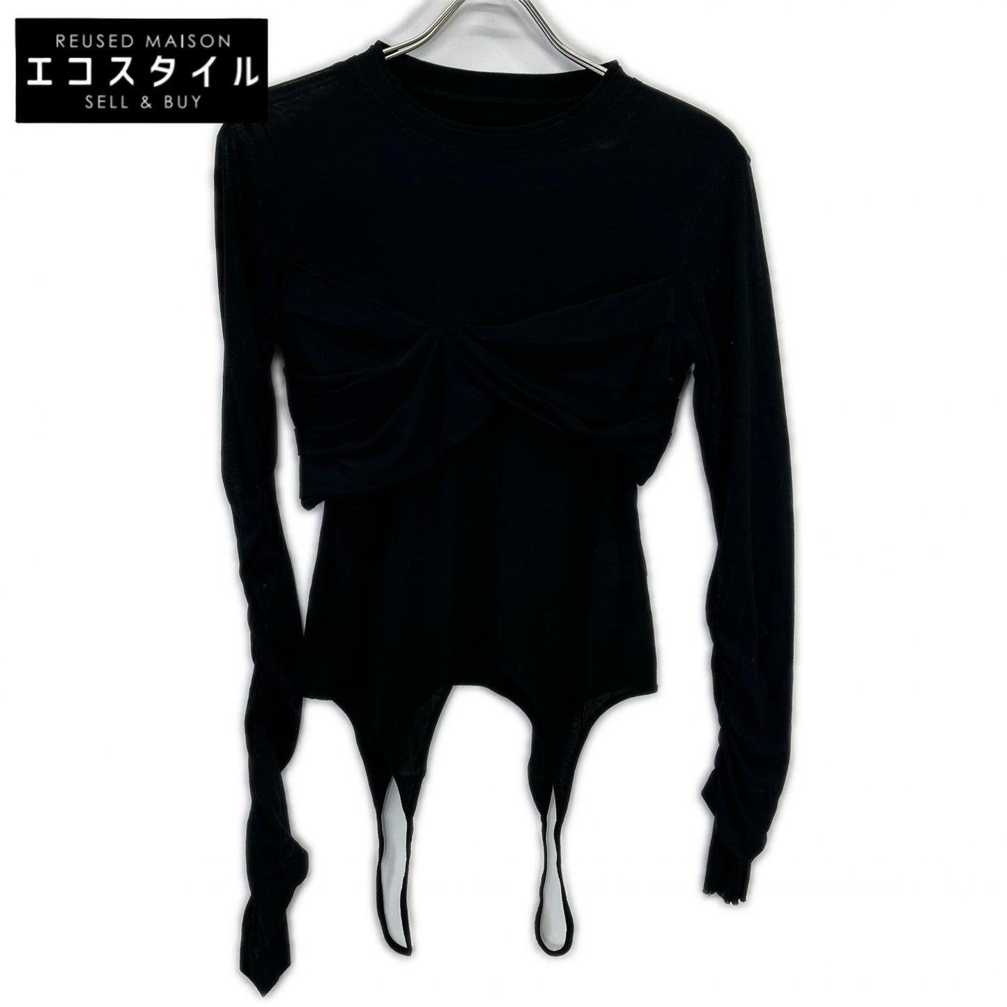 24SS 26S82005 黑色 Sheer Layered 长袖 T 恤 上衣 36 女士