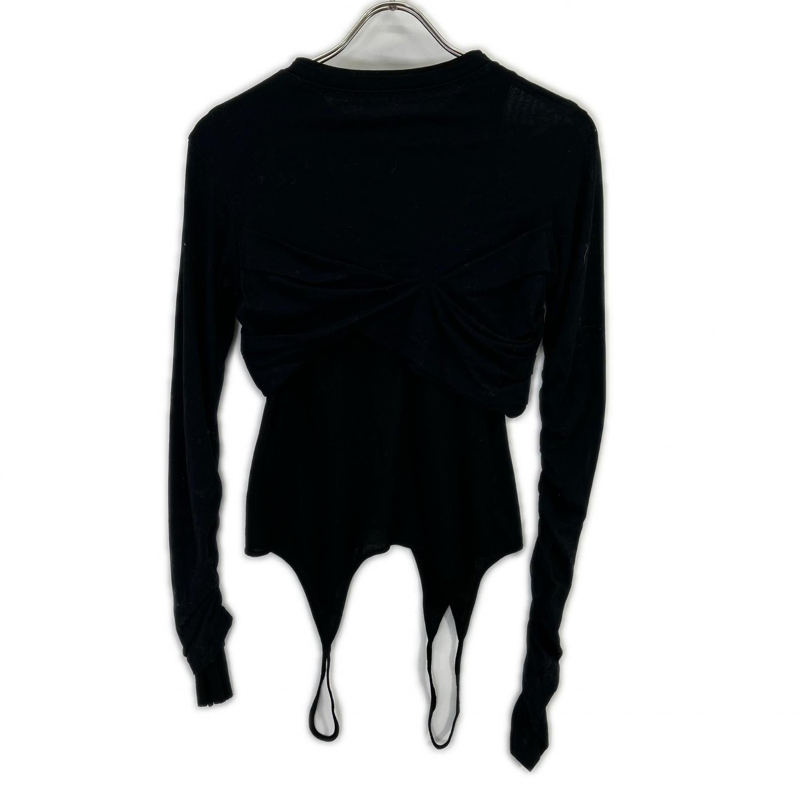 24SS 26S82005 黑色 Sheer Layered 长袖 T 恤 上衣 36 女士
