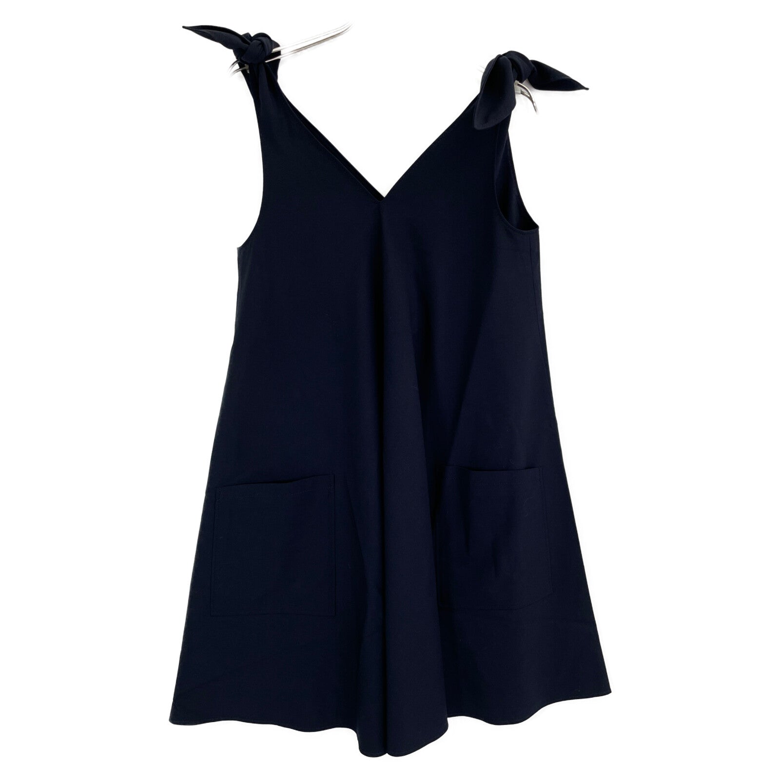 ADEAM 36993 Navy Rayon Blend Shoulder Ribbon Double Pocket Dress 0 Women's
