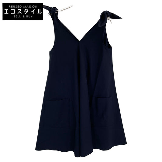 ADEAM 36993 Navy Rayon Blend Shoulder Ribbon Double Pocket Dress 0 Women's