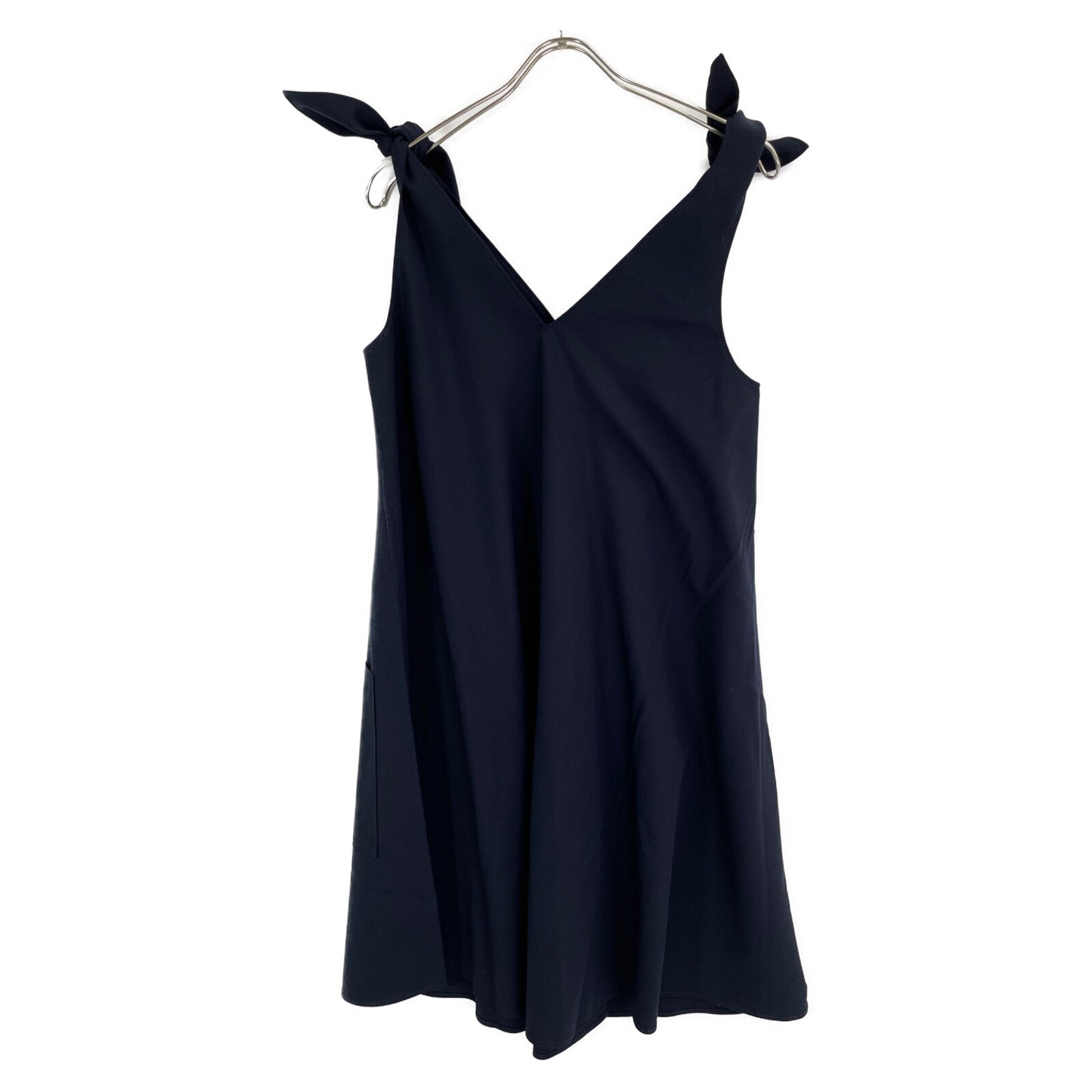 ADEAM 36993 Navy Rayon Blend Shoulder Ribbon Double Pocket Dress 0 Women's