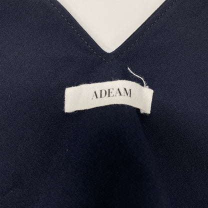 ADEAM 36993 Navy Rayon Blend Shoulder Ribbon Double Pocket Dress 0 Women's