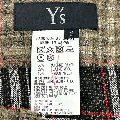 Y's ワイズ ブラウン チェック裏地 フレアスカート スカート