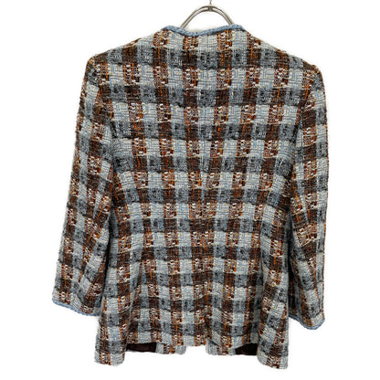 Brooks Brothers ブルックスブラザーズ ライトブルー ノーカラーツイードジャケット スカート セットアップ スーツ セットアップ 0 レディース