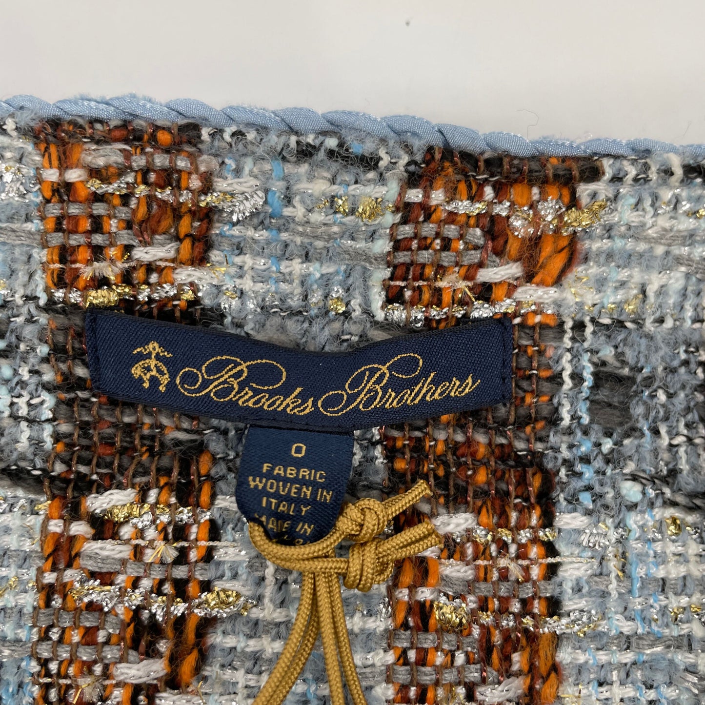 Brooks Brothers ブルックスブラザーズ ライトブルー ノーカラーツイードジャケット スカート セットアップ スーツ セットアップ 0 レディース