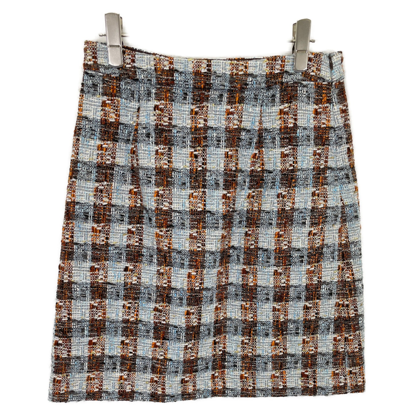 Brooks Brothers ブルックスブラザーズ ライトブルー ノーカラーツイードジャケット スカート セットアップ スーツ セットアップ 0 レディース