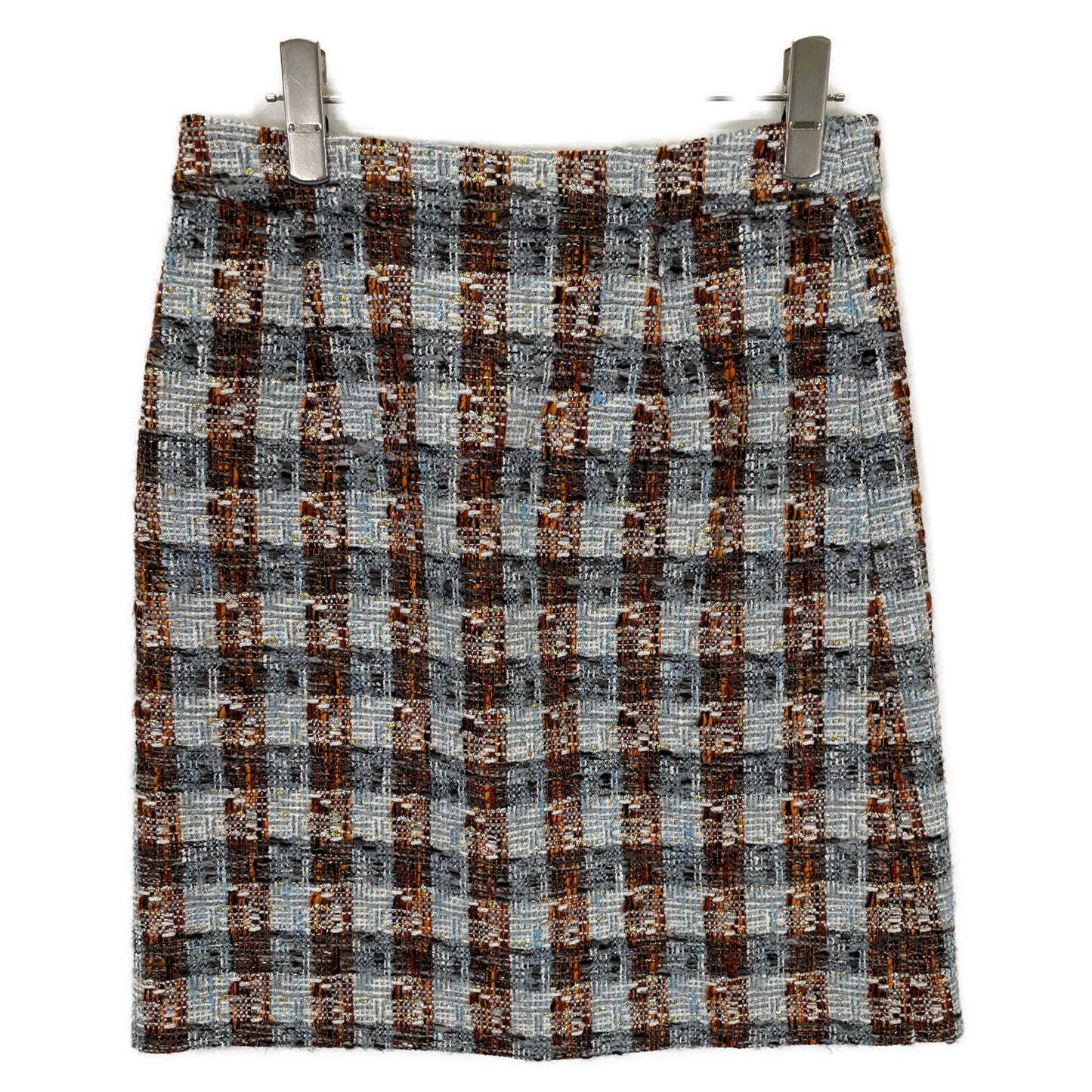 Brooks Brothers ブルックスブラザーズ ライトブルー ノーカラーツイードジャケット スカート セットアップ スーツ セットアップ 0 レディース