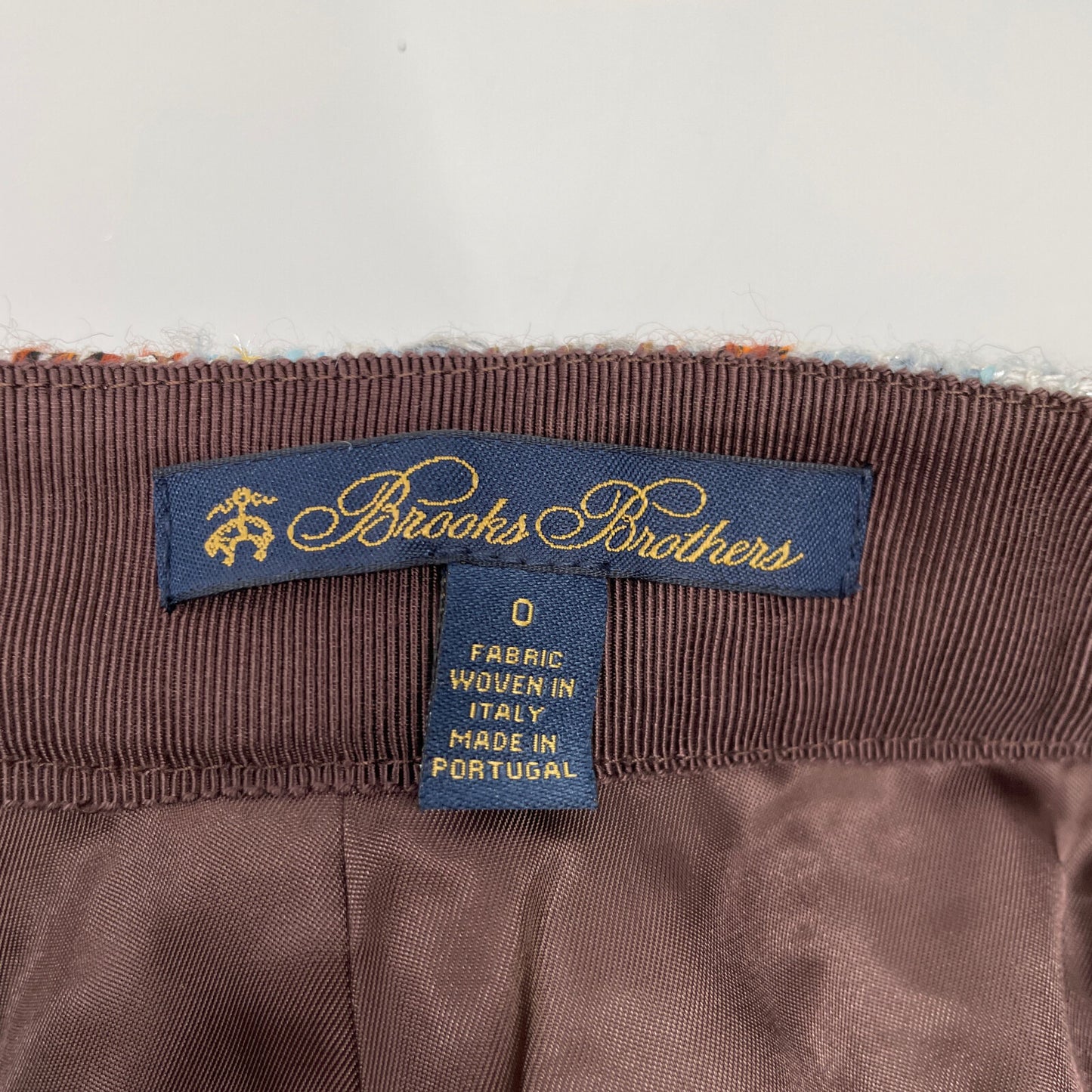 Brooks Brothers ブルックスブラザーズ ライトブルー ノーカラーツイードジャケット スカート セットアップ スーツ セットアップ 0 レディース