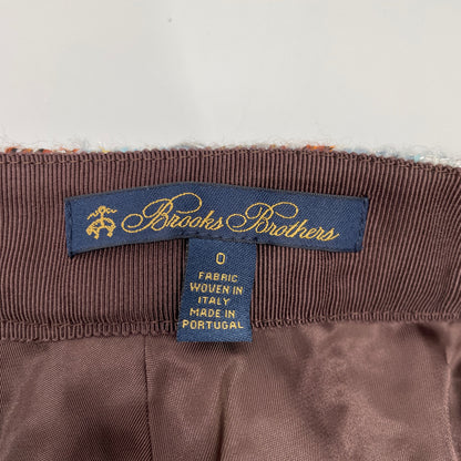 Brooks Brothers ブルックスブラザーズ ライトブルー ノーカラーツイードジャケット スカート セットアップ スーツ セットアップ 0 レディース