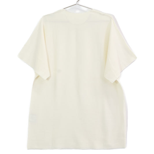 ISSEY MIYAKE A.POC AT11KK414 White Cotton x Nylon Half-Sleeve Design Knit Pullover Top
