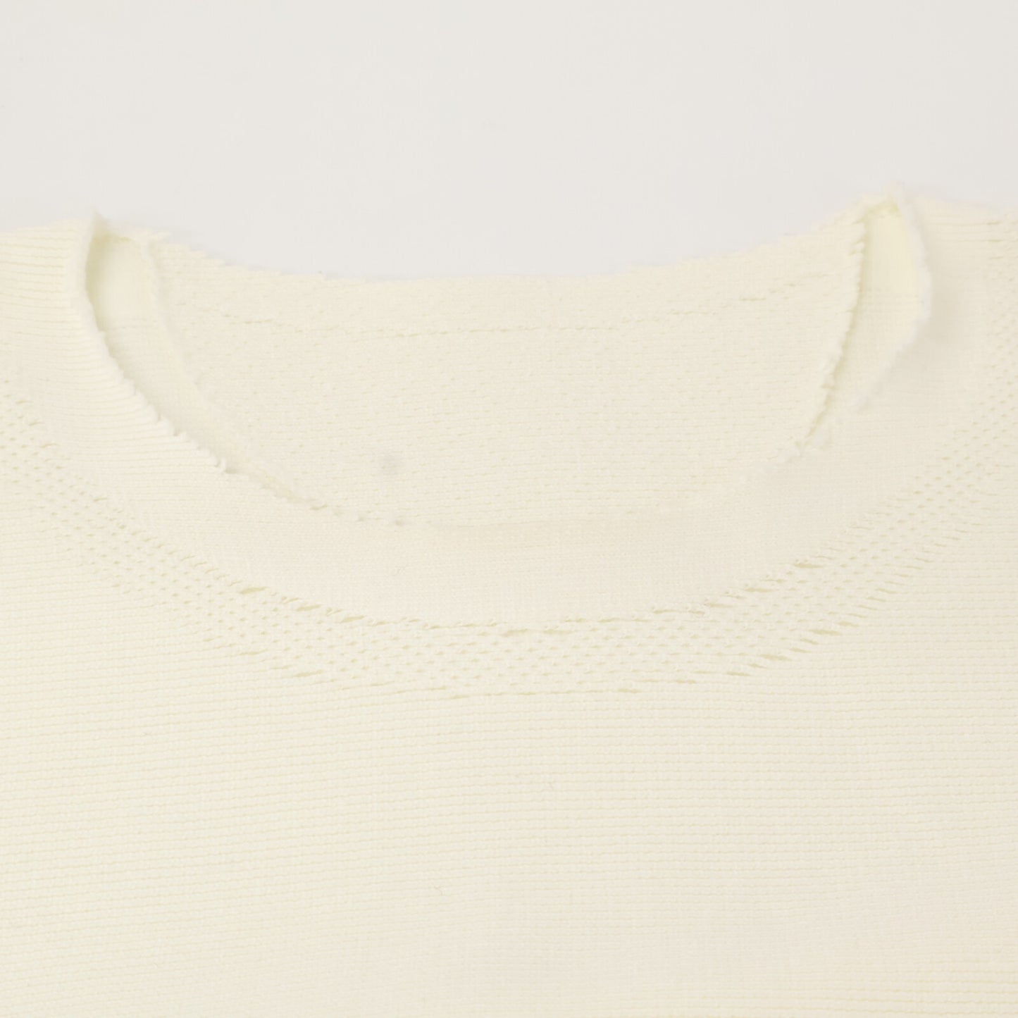 ISSEIMIYAKE A.POC イッセイミヤケエイポック AT11KK414 ホワイト コットン×ナイロン ハーフスリーブデザインニットプルオーバー トップス